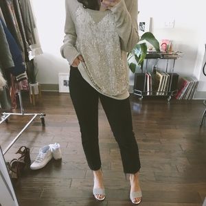 Long Sleeved Sweater with Sequin Front